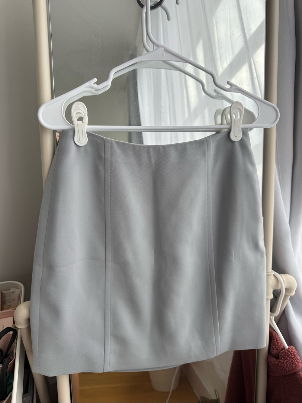 Vintage 90s Bebe Structured Mini Pencil Light Blue Skirt - Size 6 / Fits Small